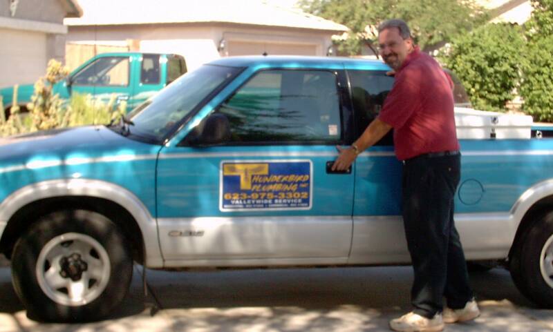 Joe Sr. with Thunderbird Plumbing truck
